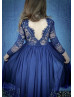 Long Sleeves Lace Tulle Ankle Length Flower Girl Dress